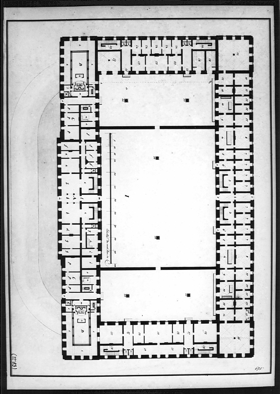 pianta, architettura: progetto per carcere (disegno, opera isolata) - ambito italiano (sec. XIX)