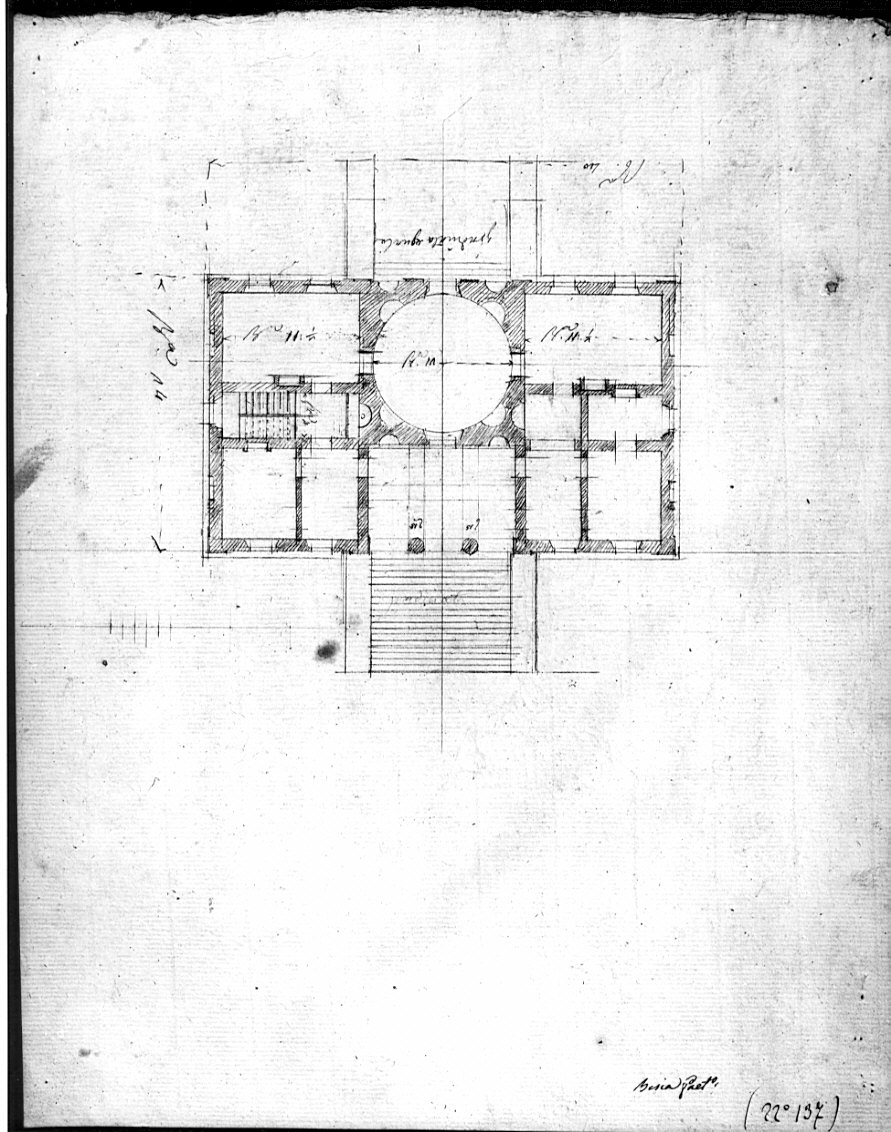 pianta, architettura: progetto per edificio (disegno, opera isolata) di Besia Gaetano (sec. XIX)