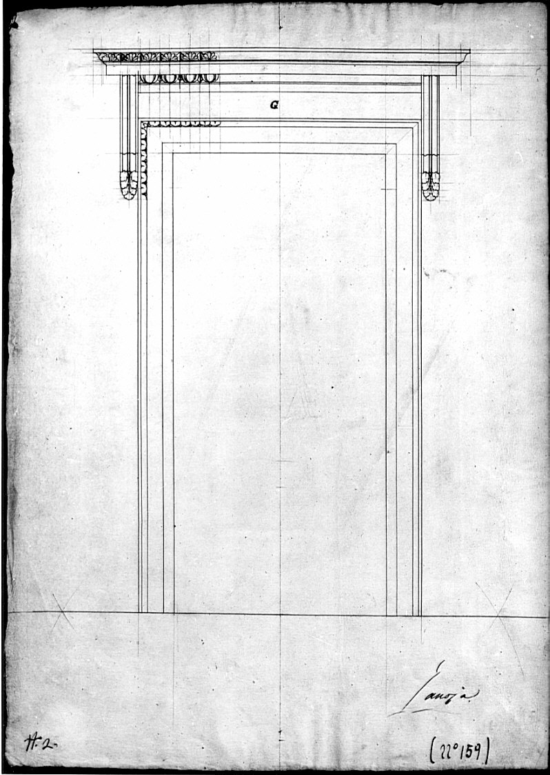 alzato, architettura: progetto per porta (disegno, opera isolata) di Zanoja Giuseppe (sec. XIX)