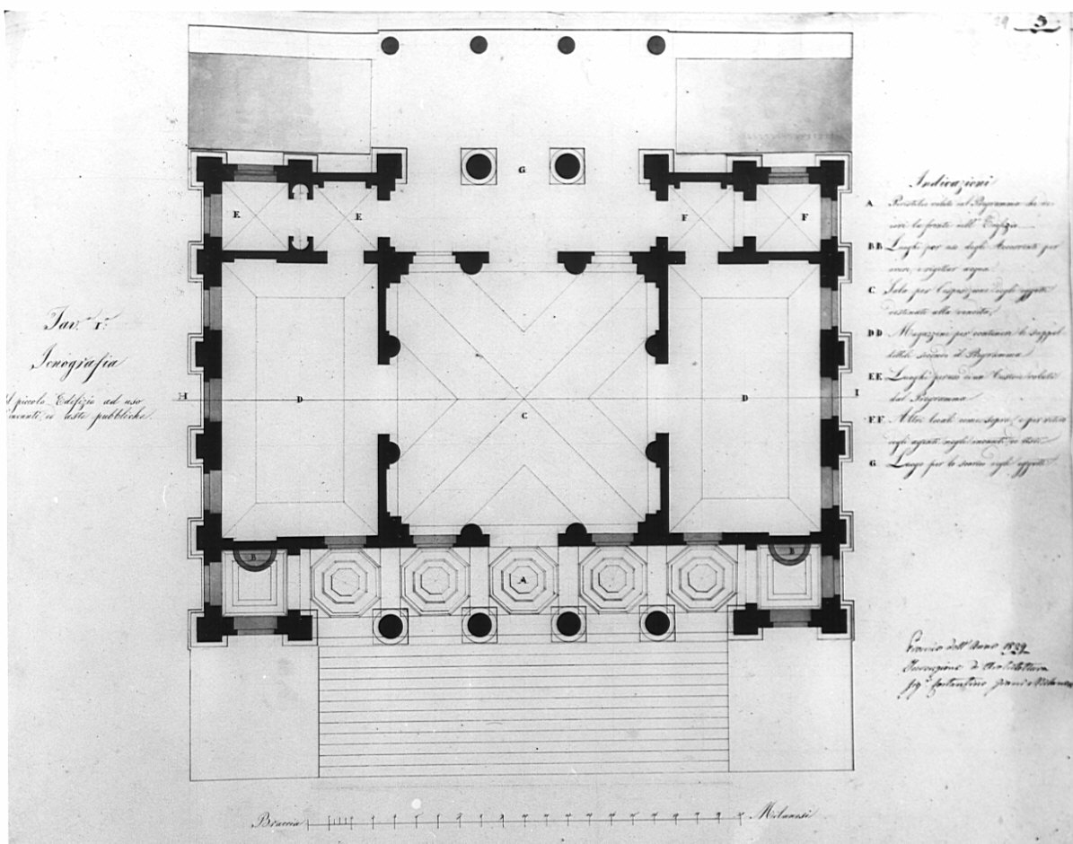 planimetria, architettura: progetto per casa d'asta (disegno, opera isolata) di Costantino Gianni (sec. XIX)