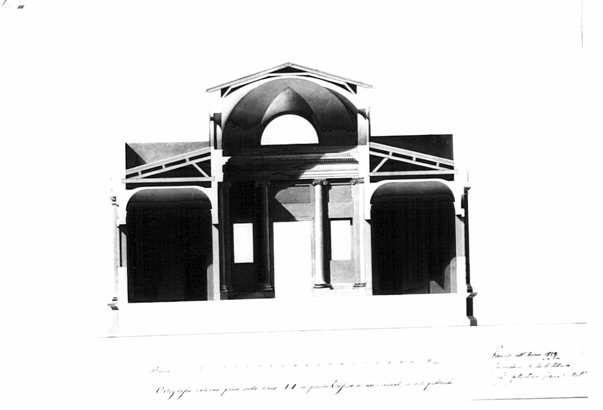 sezione, architettura: progetto per casa d'asta (disegno, opera isolata) di Costantino Gianni (sec. XIX)