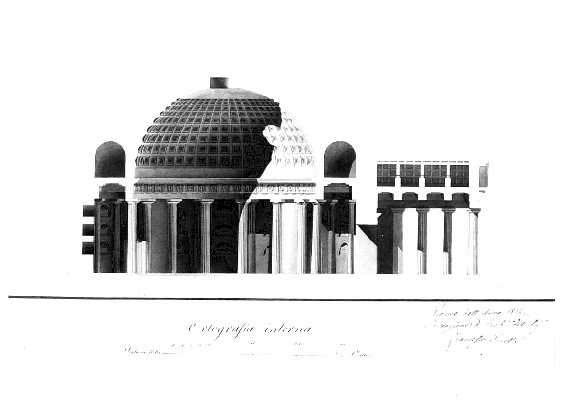 sezione, architettura: progetto per cappella sepolcrale (disegno, opera isolata) di Durelli Francesco (sec. XIX)