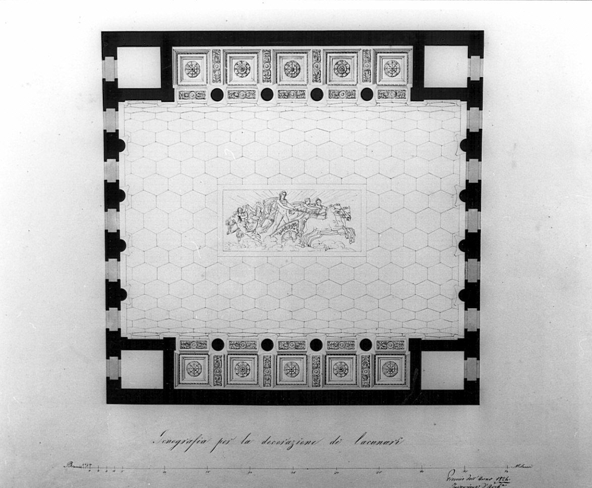 pavimento, planimetria, architettura: progetto per sala di palazzo (disegno, opera isolata) di Luini Francesco (sec. XIX)
