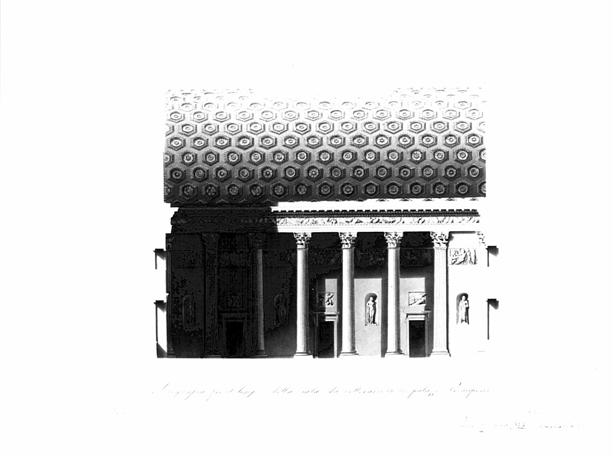 sezione, architettura: progetto per sala di palazzo (disegno, opera isolata) di Luini Francesco (sec. XIX)