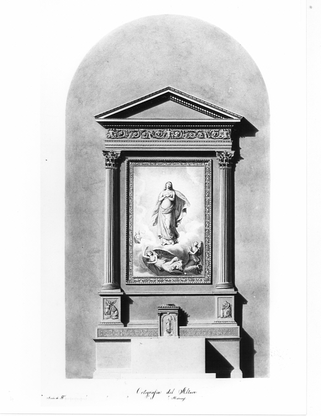 ortografia, architettura: progetto per altare (disegno, opera isolata) di Pizzala Andrea (sec. XIX)