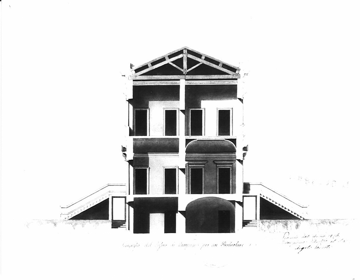 sezione, architettura: progetto per casino di campagna (disegno, opera isolata) di Poratti Angelo (sec. XIX)