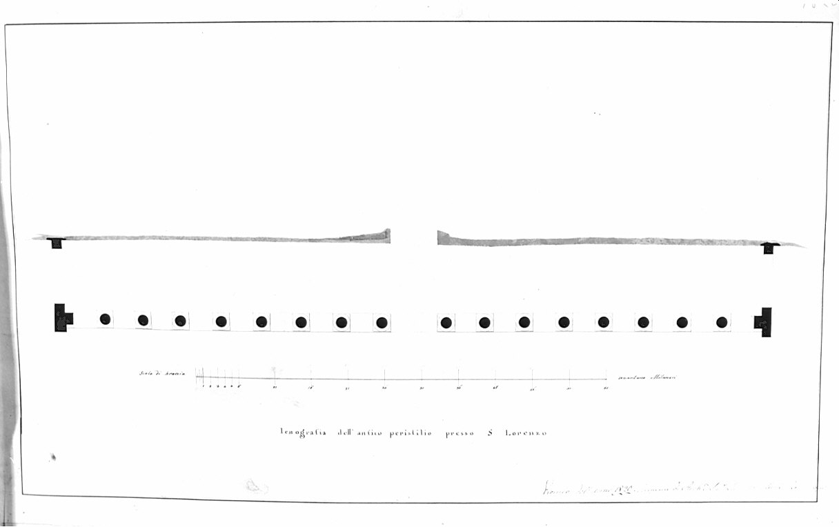 pianta, architettura: rilievo delle colonne di S. Lorenzo (disegno, opera isolata) di Castellini Luigi (sec. XIX)