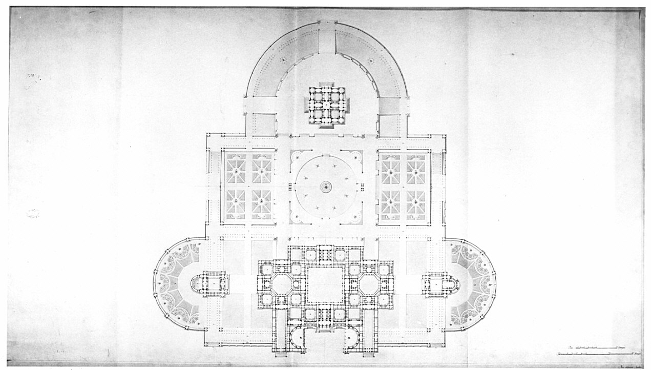 planimetria generale, architettura: progetto per palazzo reale (disegno, opera isolata) di Santi Dionisio (sec. XIX)