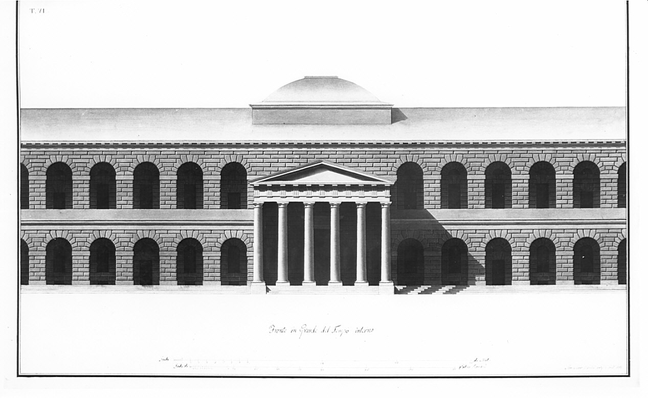 tempio interno: prospetto, architettura: progetto per carcere (disegno, opera isolata) di Peverelli Francesco (sec. XIX)