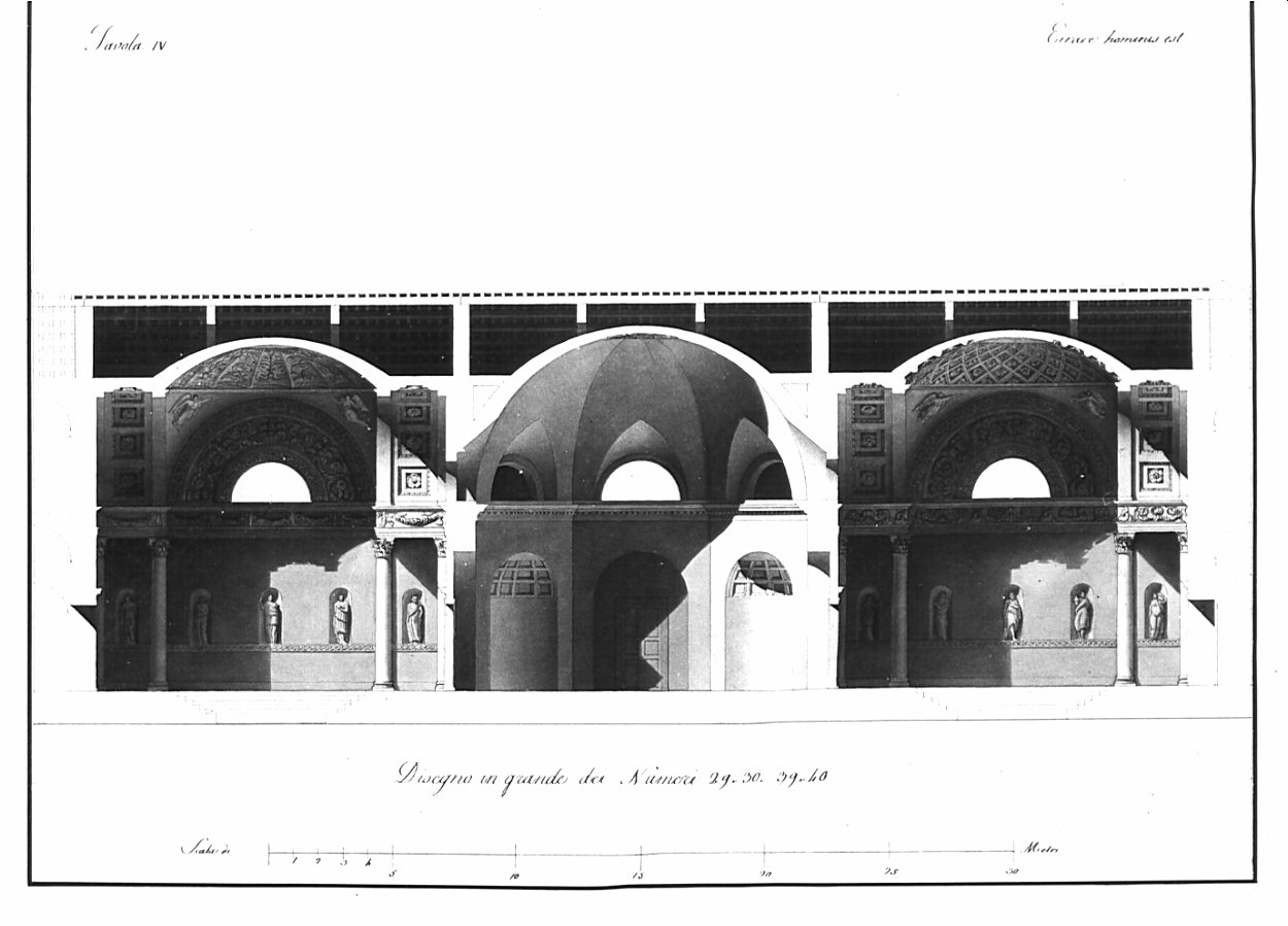 sezione, architettura: progetto per bagni pubblici (disegno, opera isolata) di Pizzagalli Felice (sec. XIX)