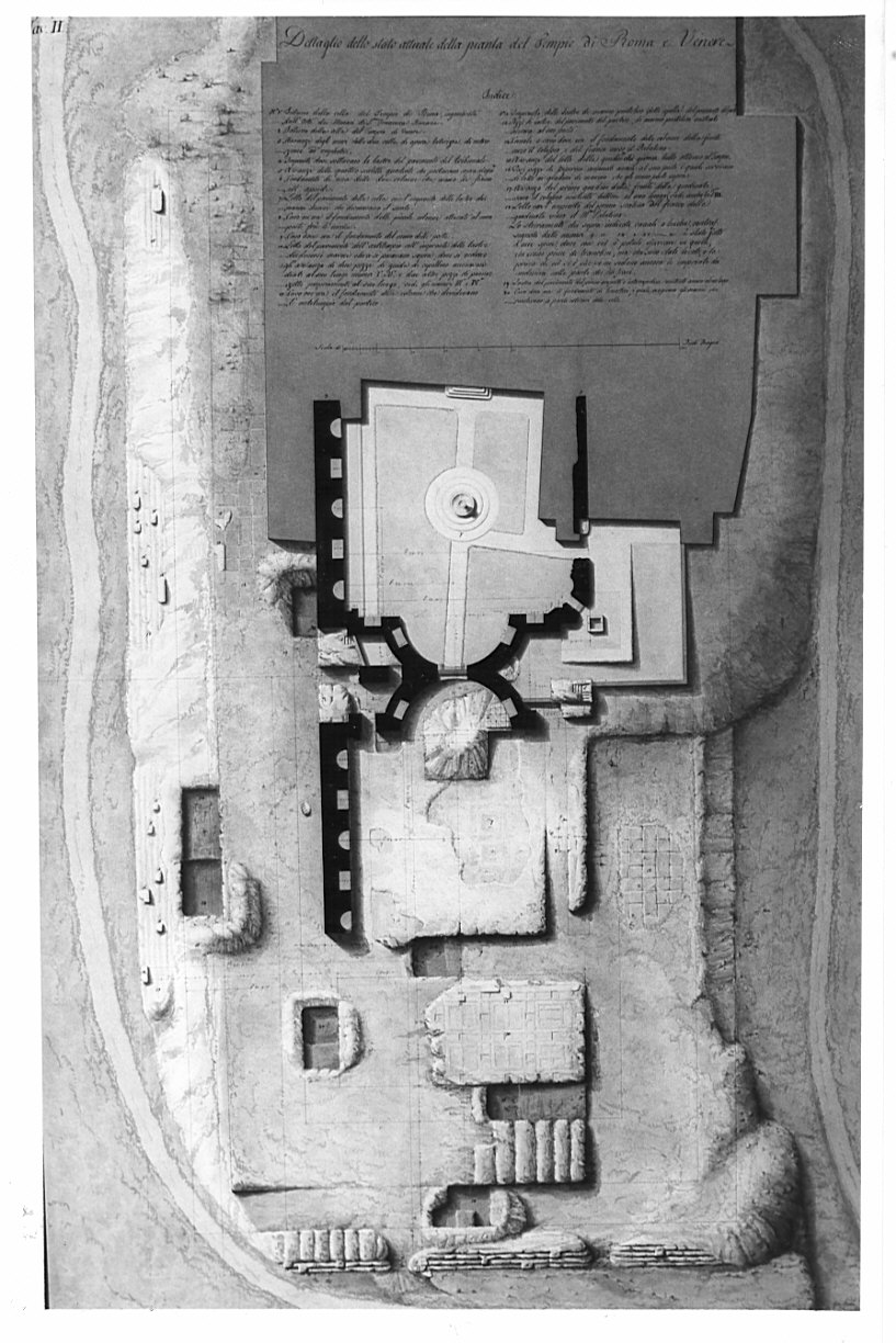 pianta, architettura: rilievo del Tempio di Roma e Venere (disegno, opera isolata) di Vergani Giovanni Battista (sec. XIX)