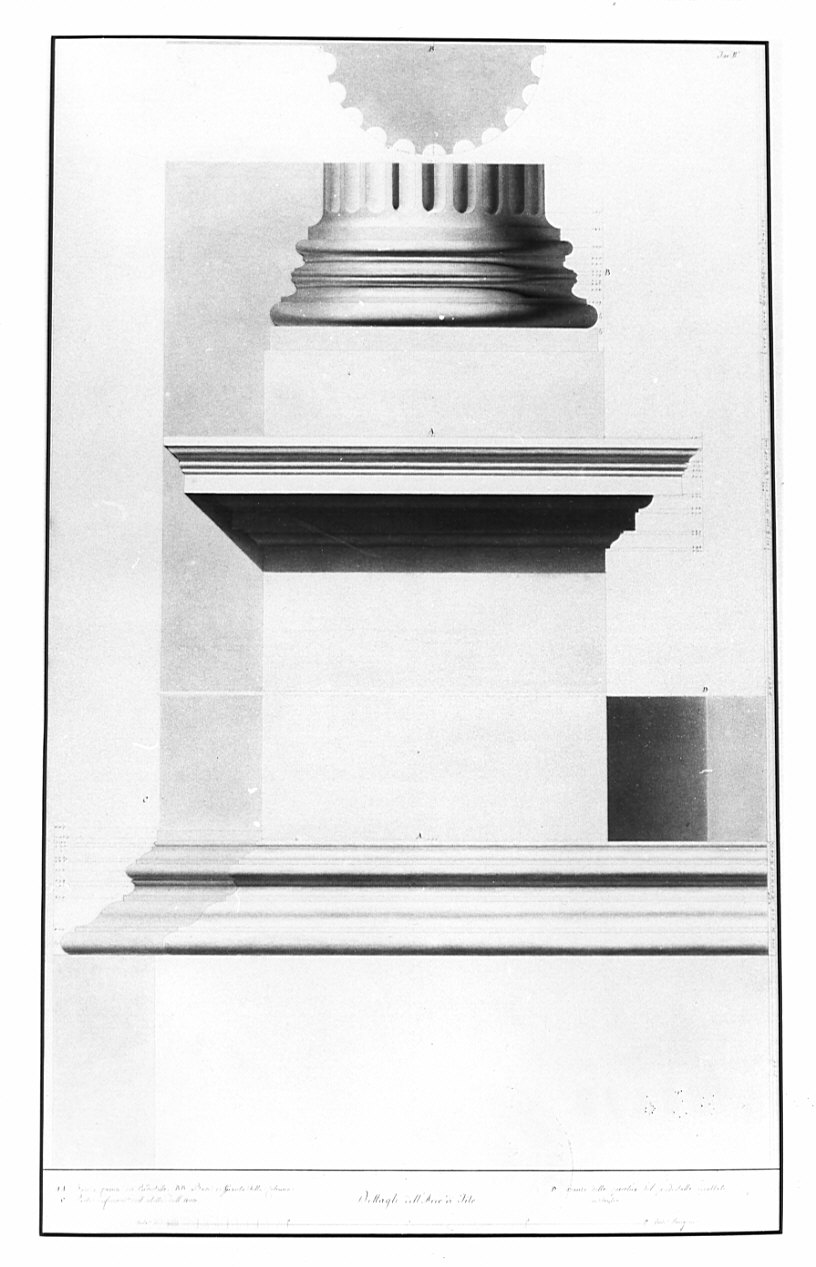 alzato di particolare, architettura: progetto di restauro dell'Arco di Tito (disegno, opera isolata) di Besia Gaetano (sec. XIX)