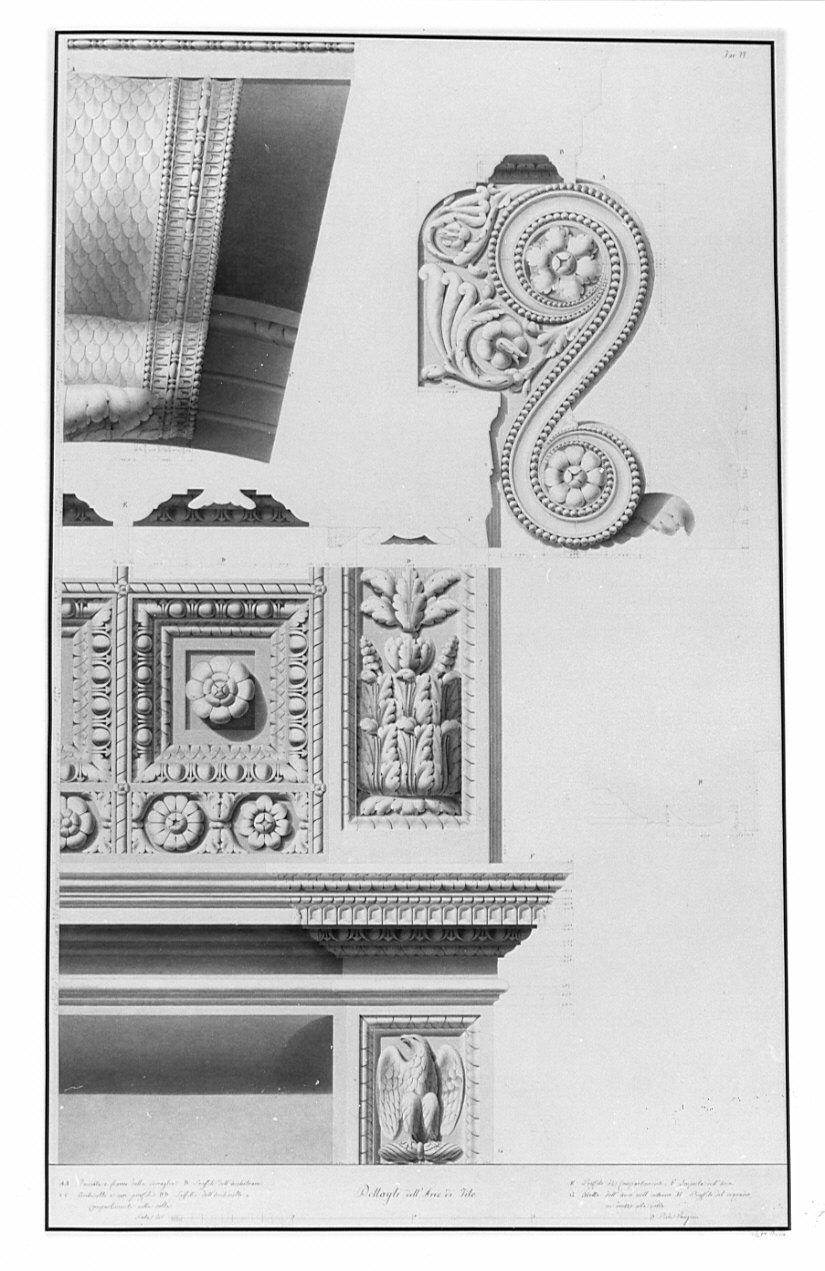 particolari, architettura: progetto di restauro dell'Arco di Tito (disegno, opera isolata) di Besia Gaetano (sec. XIX)