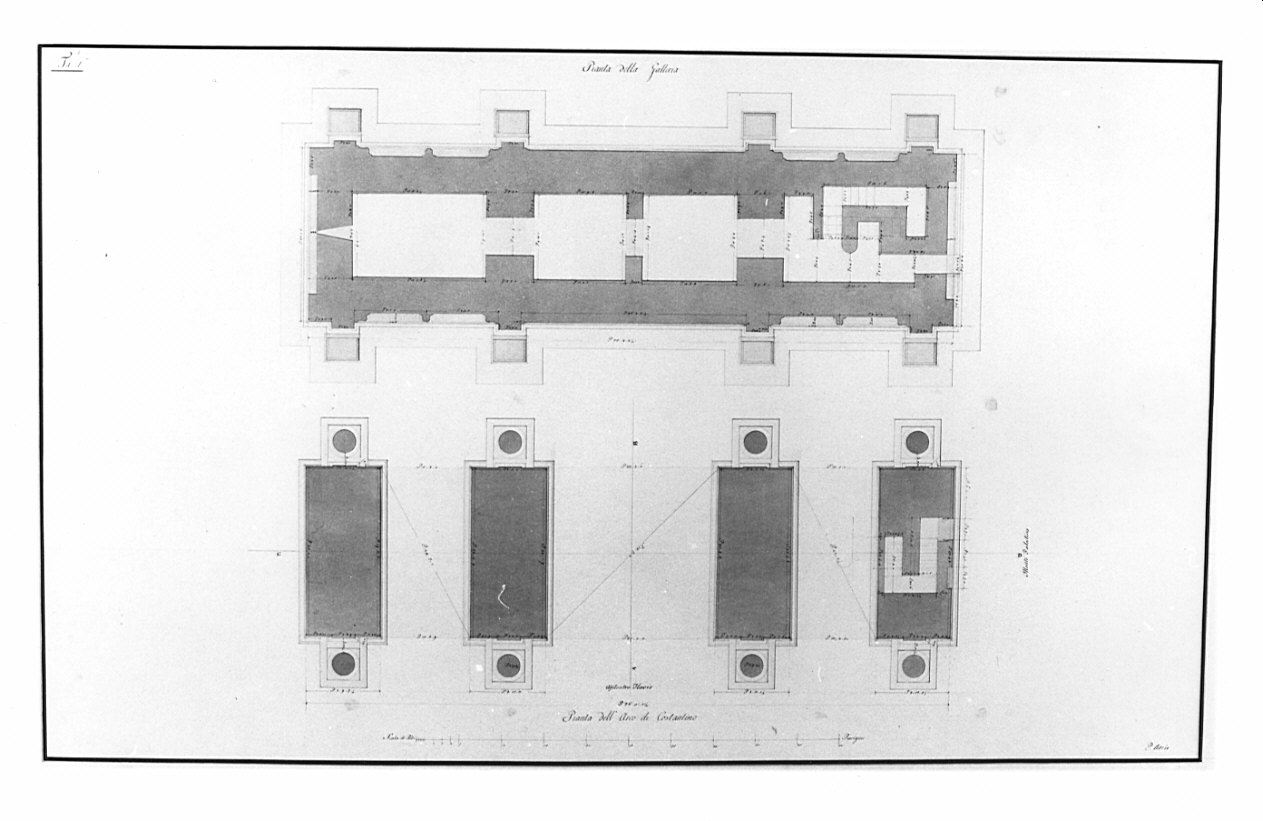 pianta, architettura: rilievo dell'Arco di Costantino (disegno, opera isolata) di Bosio Pietro (sec. XIX)