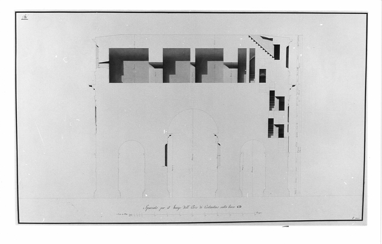 spaccato, architettura: rilievo dell'Arco di Costantino (disegno, opera isolata) di Bosio Pietro (sec. XIX)