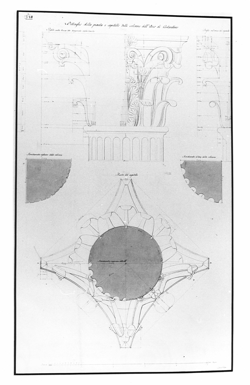 sezioni, architettura: rilievo dell'Arco di Costantino (disegno, opera isolata) di Bosio Pietro (sec. XIX)