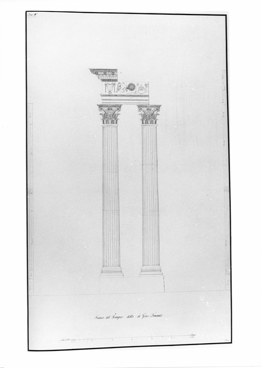 alzato, architettura: rilievo del Tempio di Giove Tonante (disegno, opera isolata) di Bosio Pietro (sec. XIX)