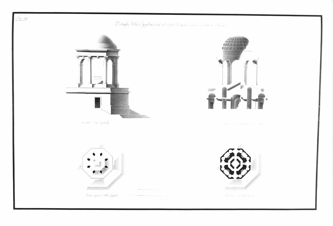 alzato e sezione, architettura: progetto per un Lazzaretto marittimo (disegno, opera isolata) di Bosio Pietro (sec. XIX)