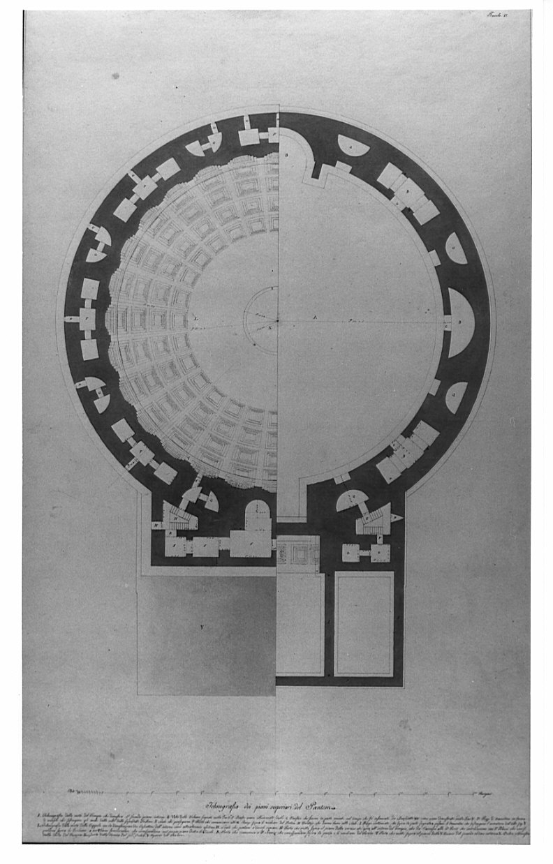 pianta, architettura: rilievo del Pantheon (disegno, opera isolata) di Bianconi Giacomo (sec. XIX)