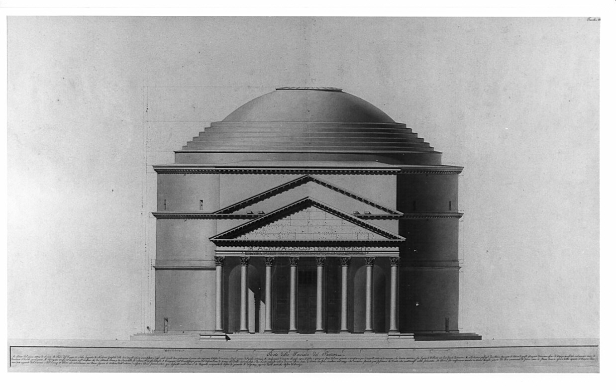 prospetto, architettura: rilievo del Pantheon (disegno, opera isolata) di Bianconi Giacomo (sec. XIX)