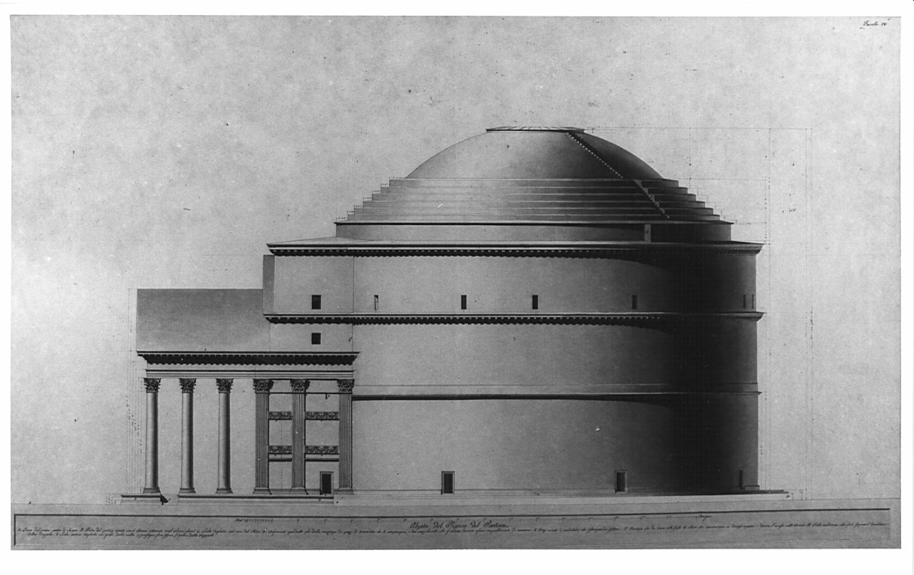 alzato, architettura: rilievo del Pantheon (disegno, opera isolata) di Bianconi Giacomo (sec. XIX)