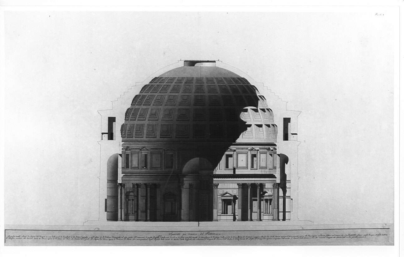sezione, architettura: rilievo del Pantheon (disegno, opera isolata) di Bianconi Giacomo (sec. XIX)