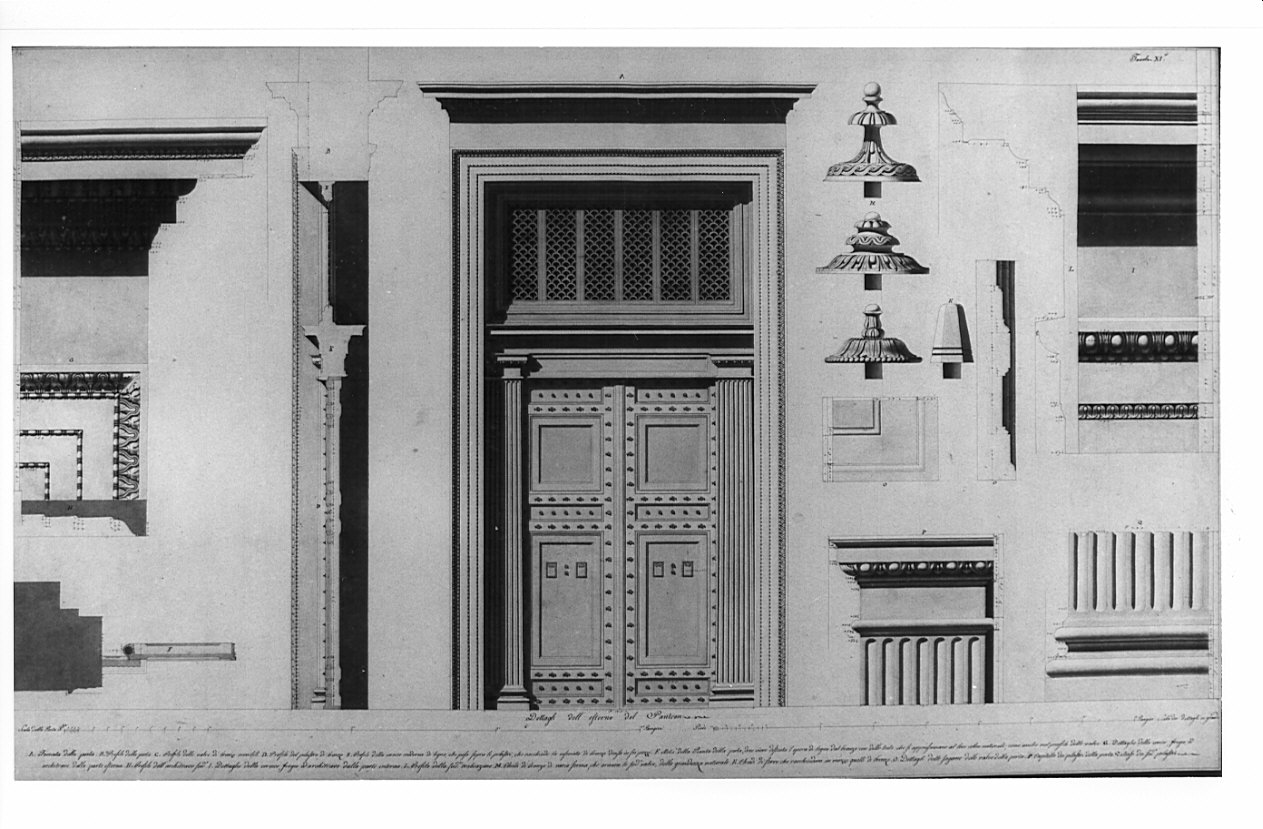 alzati e sezioni, architettura: rilievo del Pantheon (disegno, opera isolata) di Bianconi Giacomo (sec. XIX)