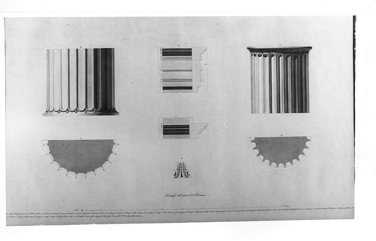 alzati e sezioni, architettura: rilievo del Pantheon (disegno, opera isolata) di Bianconi Giacomo (sec. XIX)