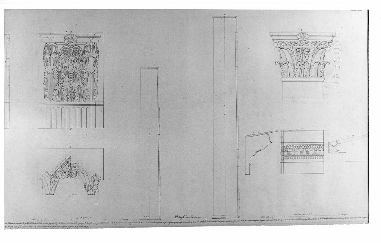 alzati e sezioni, architettura: rilievo del Pantheon (disegno, opera isolata) di Bianconi Giacomo (sec. XIX)