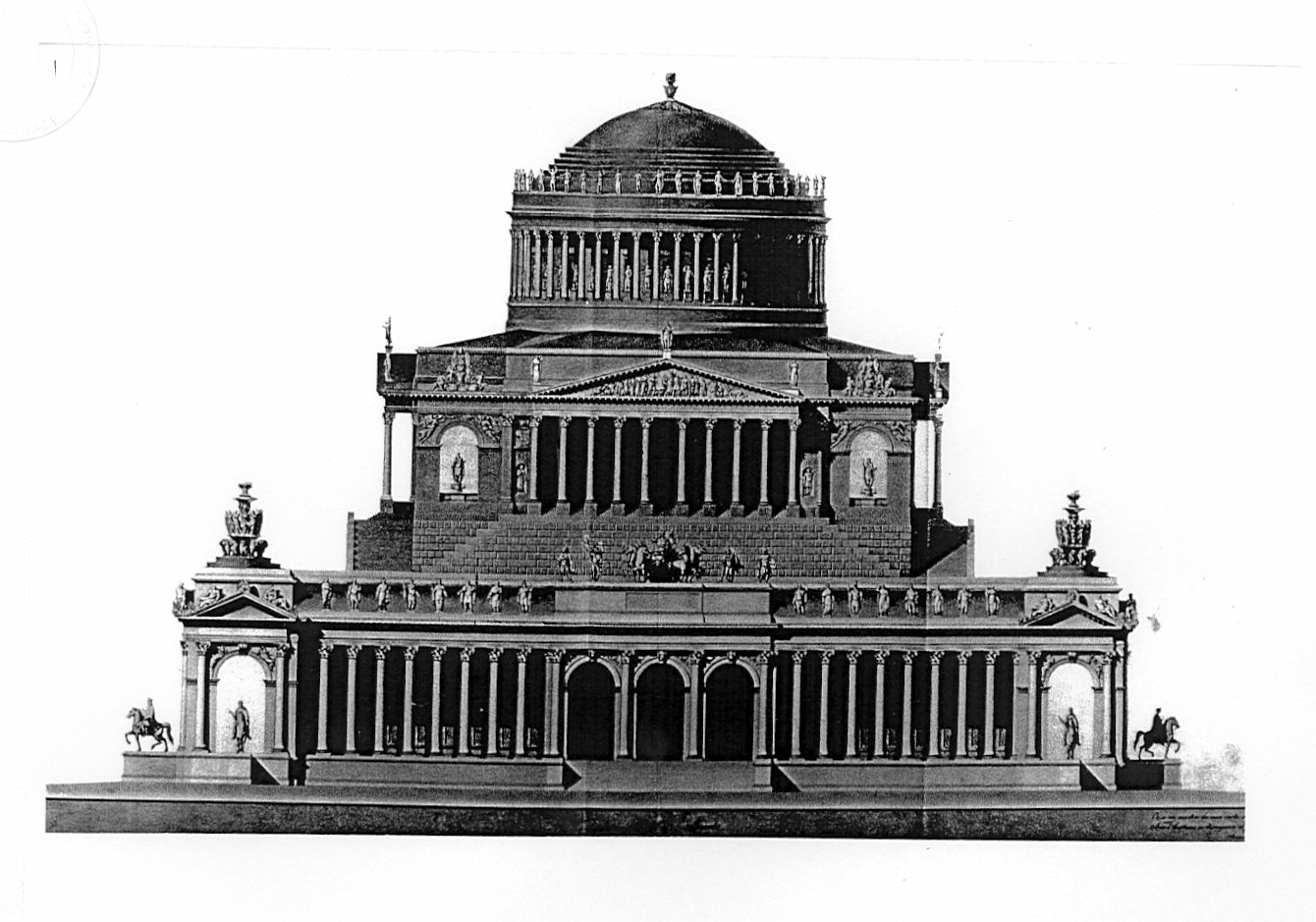 prospetto, architettura: progetto per mausoleo (disegno, opera isolata) di Voghera Luigi (sec. XIX)