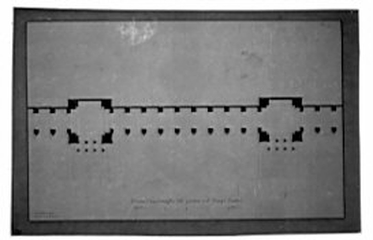 pianta di un dettaglio del portico d'ingresso, architettura: progetto per campo santo (disegno, opera isolata) di Durelli Francesco (sec. XIX)