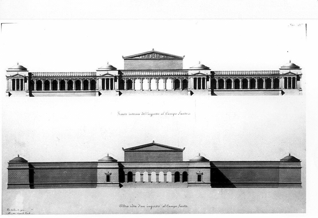 prospetto, architettura: progetto per campo santo (disegno, opera isolata) di Durelli Francesco (sec. XIX)