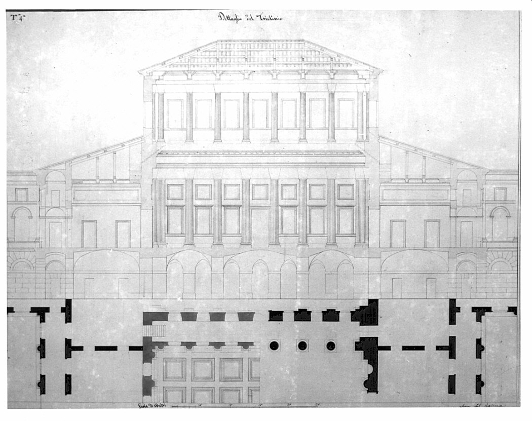 particolare, architettura: progetto per un Casino di caccia per un principe sovrano (disegno, opera isolata) di Visioli Carlo Domenico (sec. XIX)