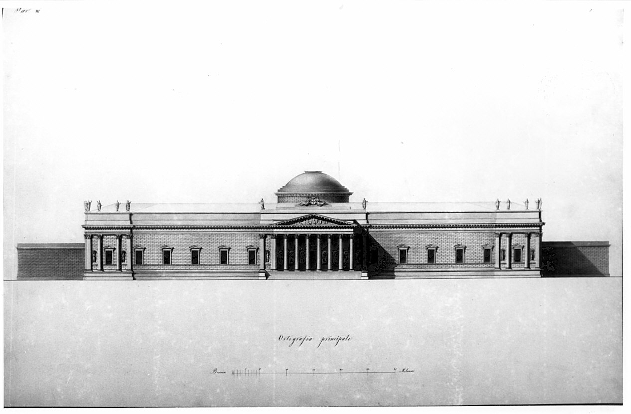 prospetto, architettura: progetto per un Liceo e Giardino Botanico (disegno, opera isolata) di Caronesi Ferdinando (sec. XIX)
