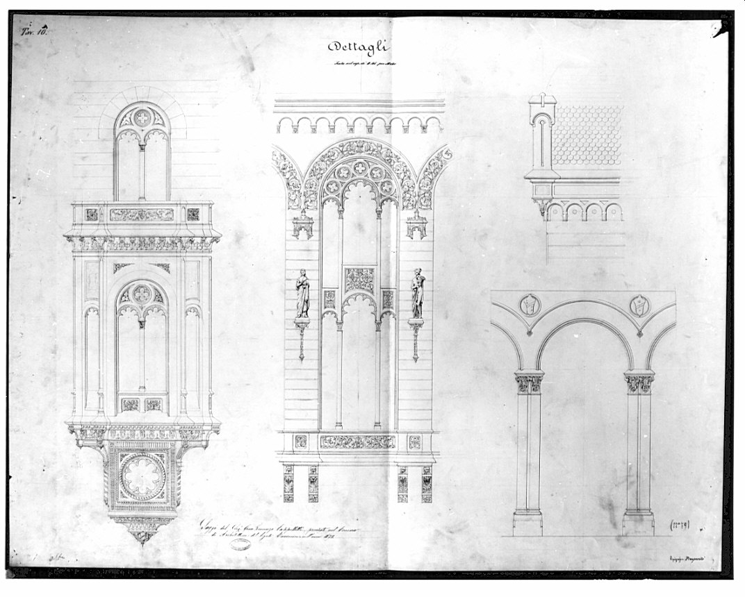 particolari, architettura: progetto per un Albergo (disegno, opera isolata) di Cappelletti Gian Vincenzo (sec. XIX)