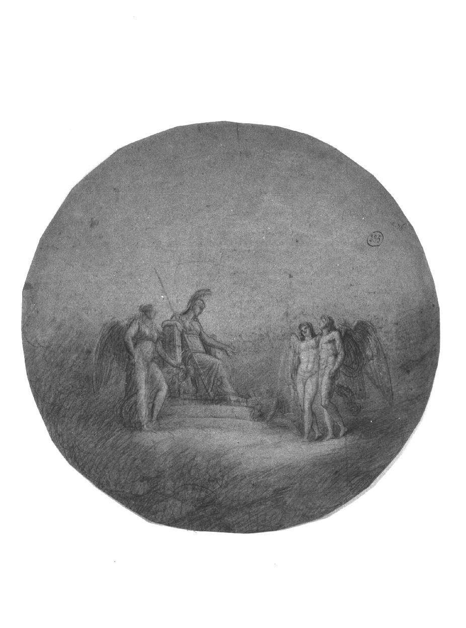 Apoteosi di Minerva//Due volti femminili, trionfo di Minerva/ teste di donna (disegno, opera isolata) di Appiani Andrea (inizio sec. XIX)