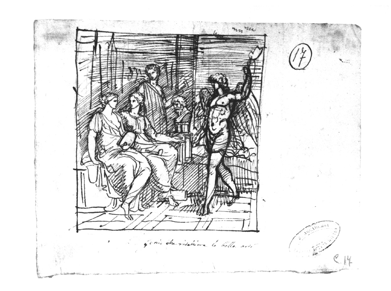 Il genio che rischiara le Belle Arti, figure allegoriche femminili (disegno, opera isolata) di Appiani Andrea (inizio sec. XIX)