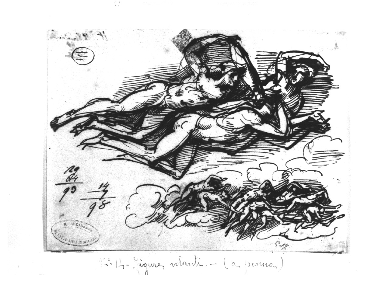 Figure volanti, figure maschili (disegno, opera isolata) di Bossi Giuseppe (sec. XIX)