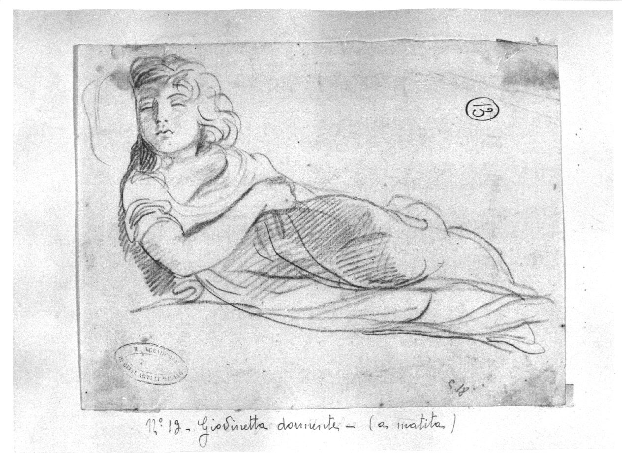 Giovinetta dormiente, bambina che dorme (disegno, opera isolata) di Appiani Andrea (inizio sec. XIX)