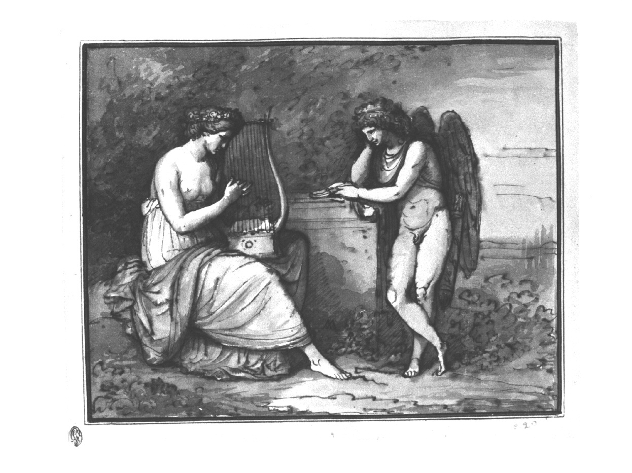 Saffo e Amore, Cupido e una Musa (disegno, opera isolata) di Appiani Andrea (secc. XVIII/ XIX)