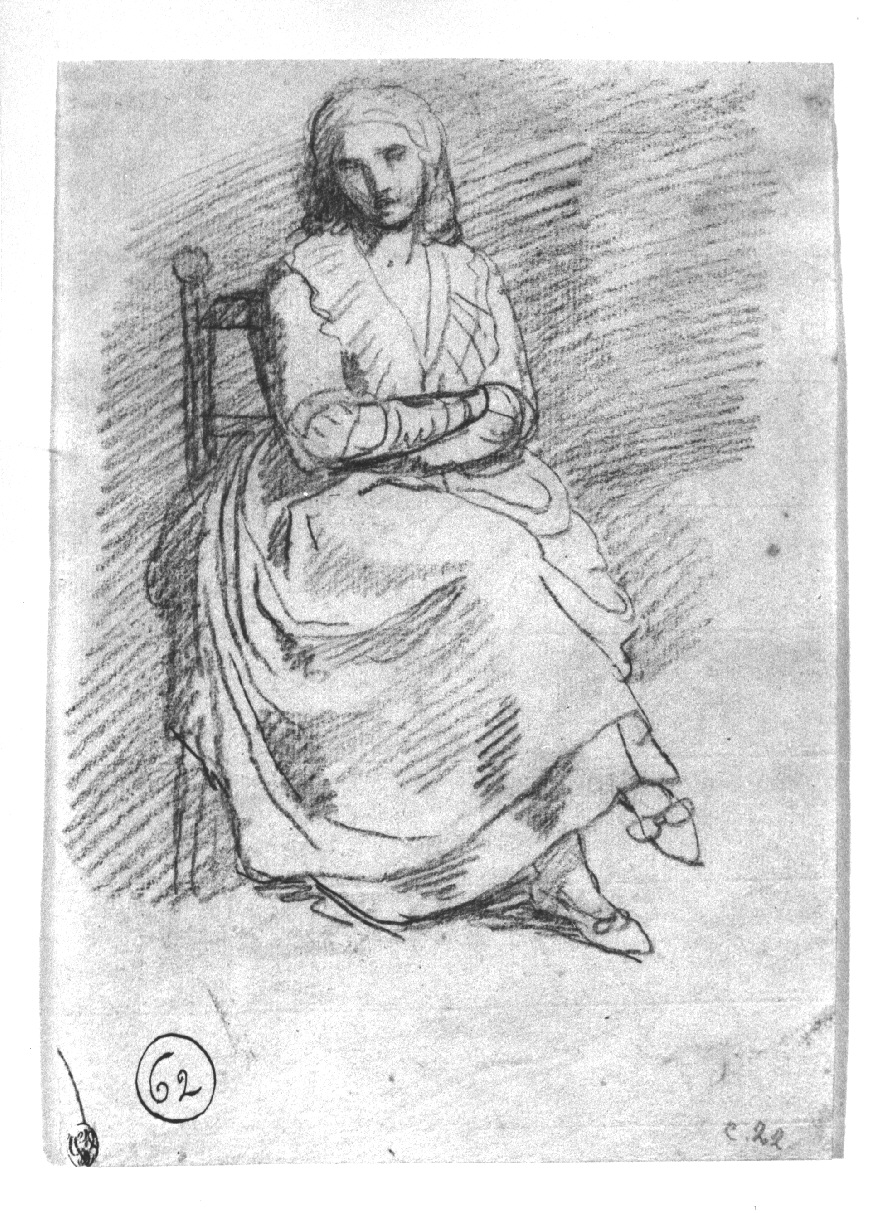 Donna seduta, figura femminile seduta/ figura femminile seduta (disegno, opera isolata) di Appiani Andrea (inizio sec. XIX)