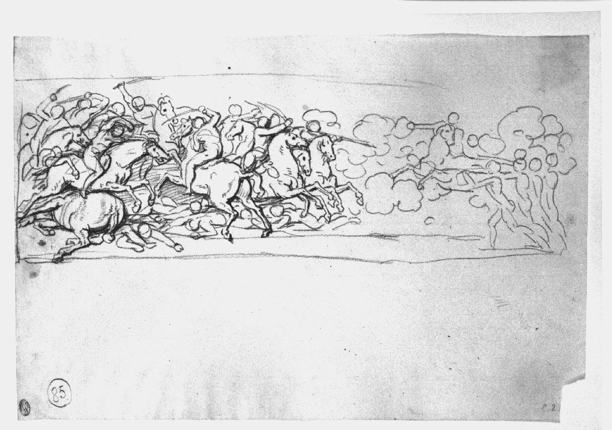 Battaglia di Cavalieri e Fanti, scena di battaglia (disegno, opera isolata) di Appiani Andrea (sec. XIX)