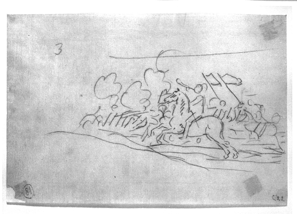 Carica di cavalleria, scena di battaglia (disegno, opera isolata) di Appiani Andrea (sec. XIX)