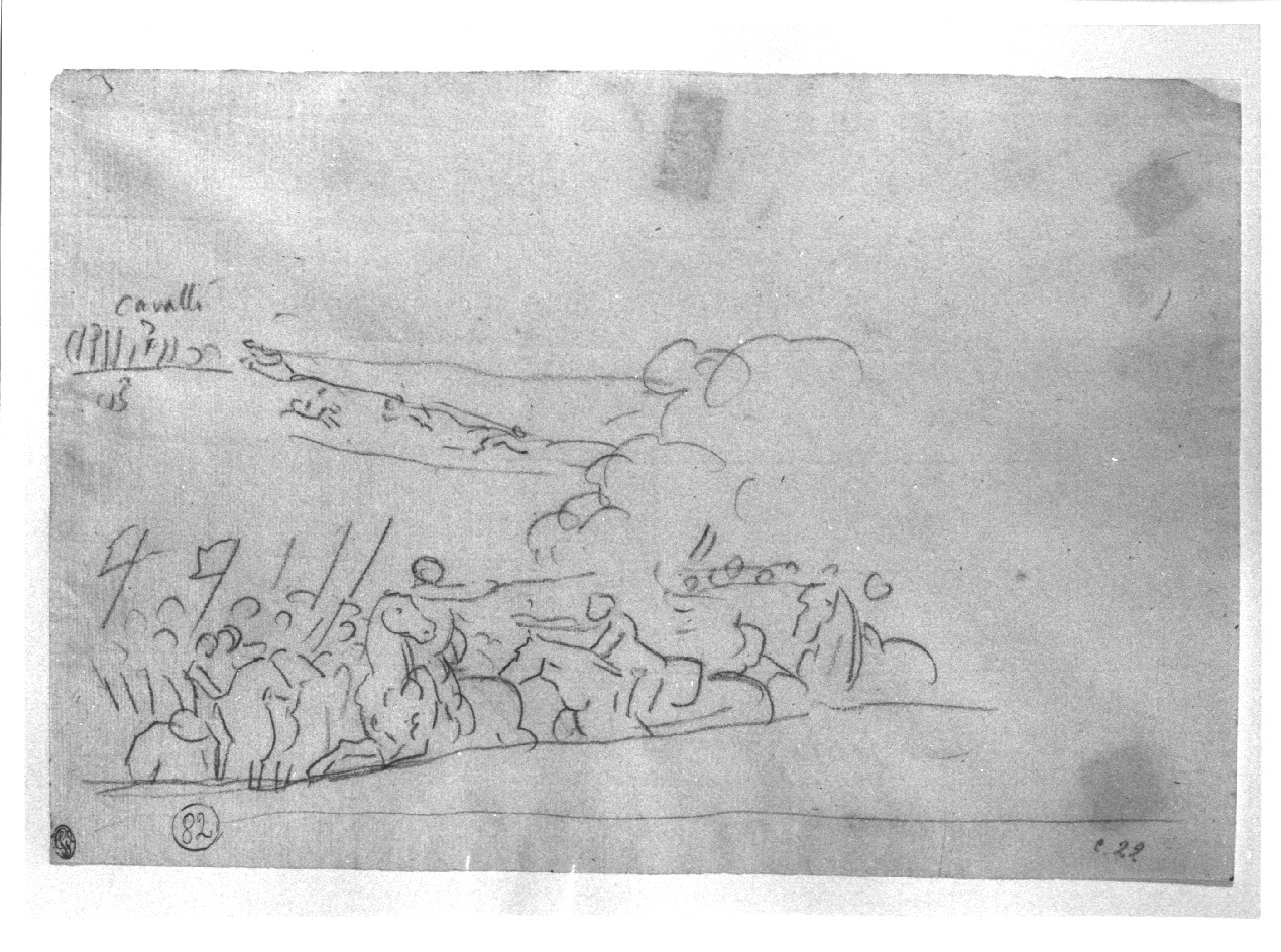 Cavalleria - studi per Fasti di Napoleone, scena di battaglia (disegno, opera isolata) di Appiani Andrea (sec. XIX)