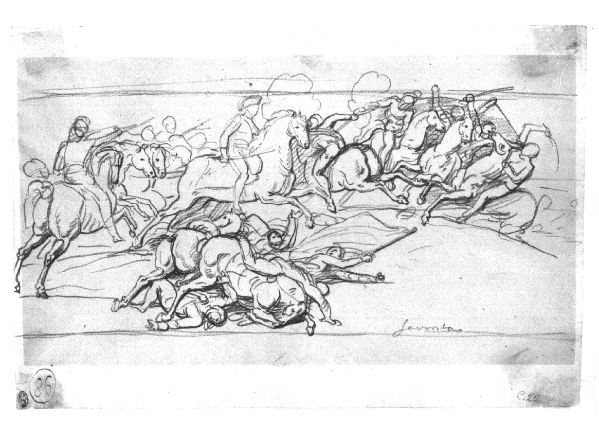 Napoleone sul campo di battaglia, scena di battaglia (disegno, opera isolata) di Appiani Andrea (sec. XIX)