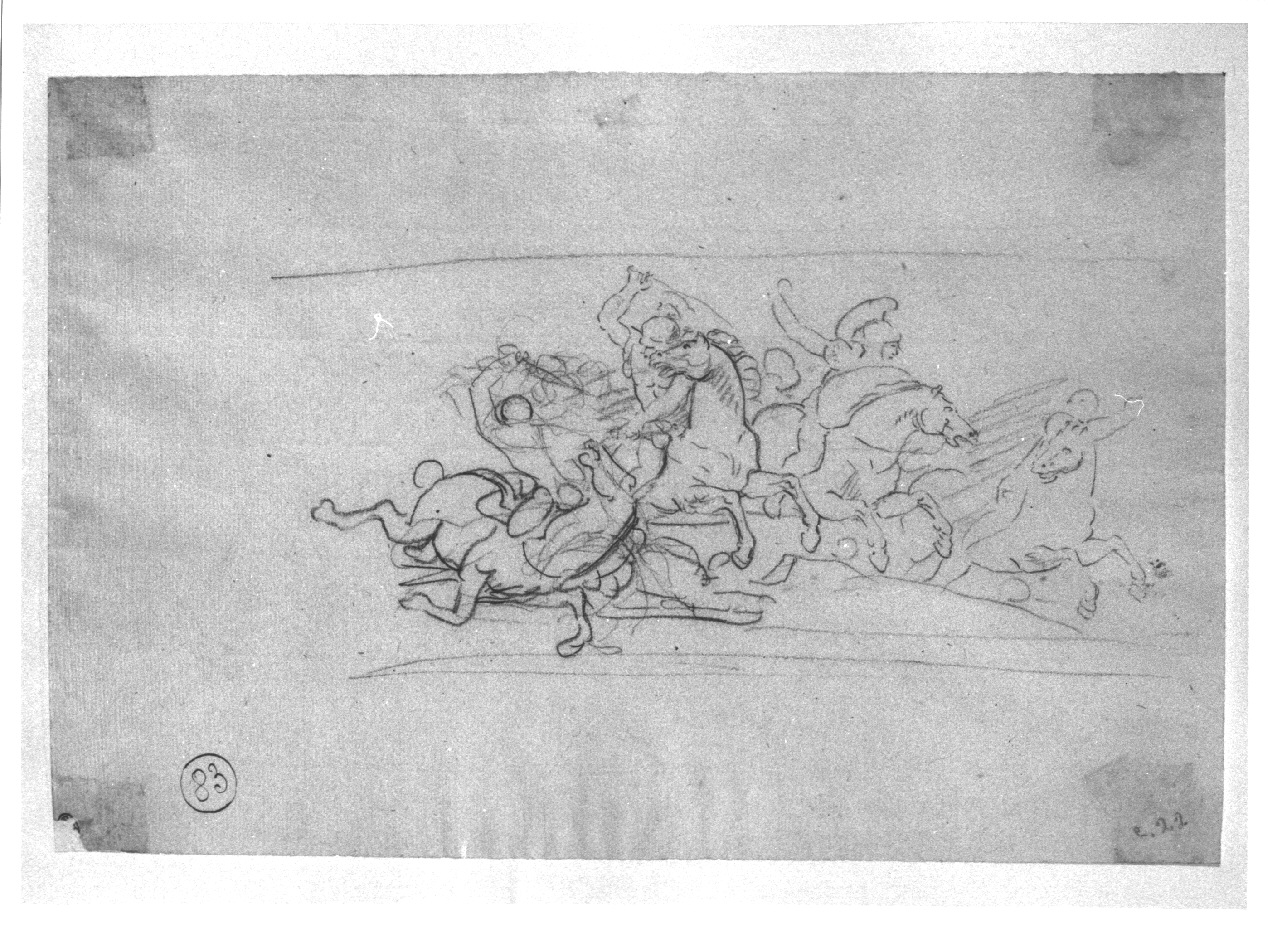 Cavalieri combattenti, scena di battaglia (disegno, opera isolata) di Appiani Andrea (sec. XIX)