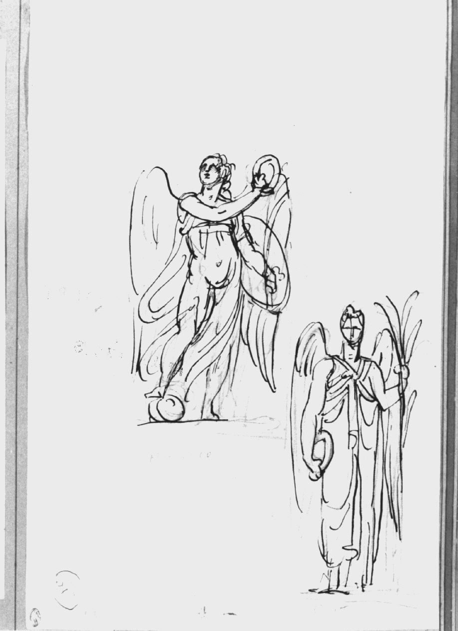 Vittorie alate, figure allegoriche femminili (disegno, opera isolata) di Appiani Andrea (sec. XIX)