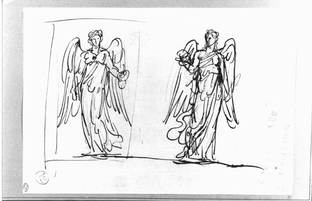 Vittorie alate, figure allegoriche femminili (disegno, opera isolata) di Appiani Andrea (sec. XIX)