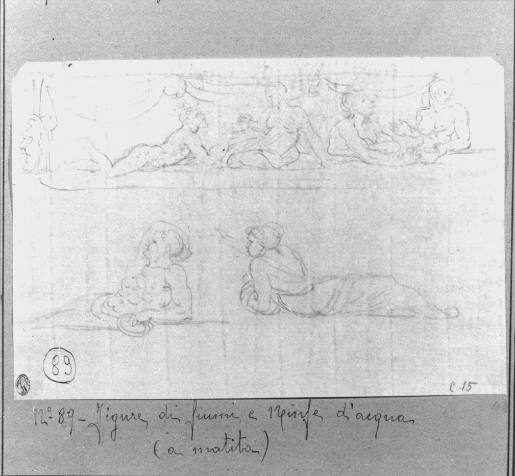 figure di Ninfe d'acqua e di fiumi, figure femminili e figure maschili (disegno, opera isolata) di Appiani Andrea (secc. XVIII/ XIX)