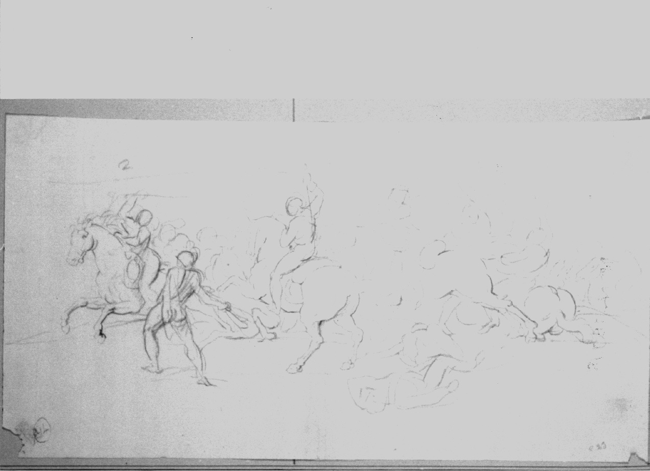 Cavalieri che combattono, scena di battaglia (disegno, opera isolata) di Appiani Andrea (sec. XIX)